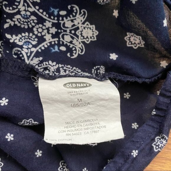 Old Navy Womens Button Down Navy Paisley Shirt M - Picture 6 of 8
